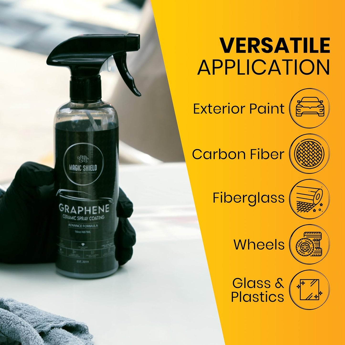 Graphene Ceramic Spray Coating - LAST SO LONG! Quick & Easy for Cars, Motorcycles, Boats & More - Professional-Grade Sealant for Maximum Gloss & Shine - Waterless Wash & Wax - 9oz Bottle