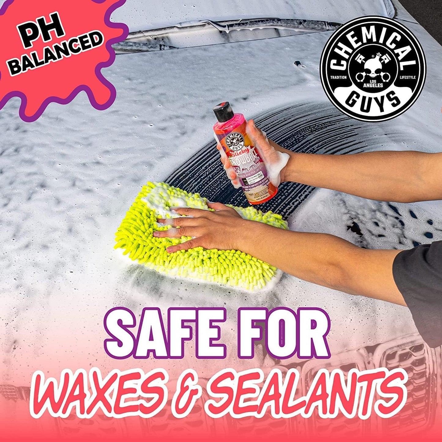 Chemical Guys EQP369 TORQ Professional Snow Foam Cannon Car Wash Snow Foamer + Sticky Snowball Ultra Snow Foam Car Wash Soap 16 fl oz (Safe for Cars, Trucks, SUVs, & More) Works With Pressure Washer