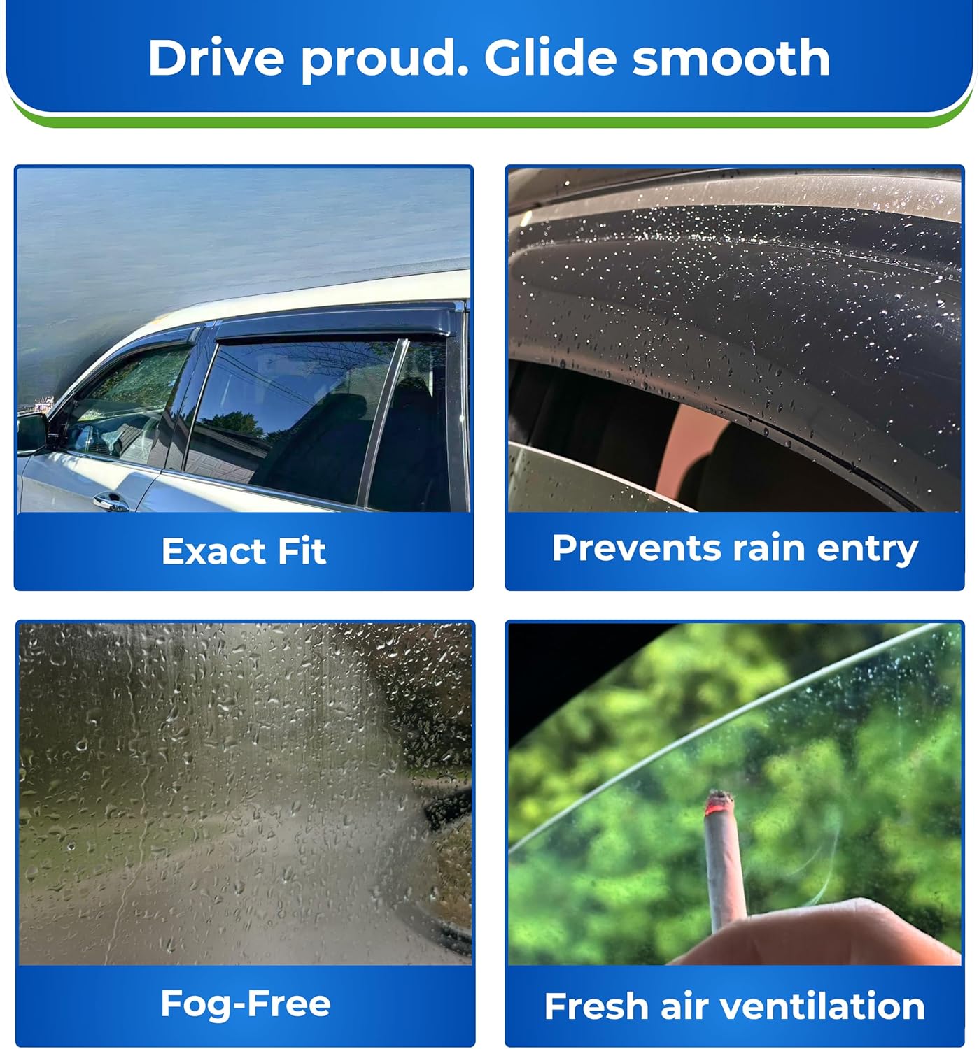 KPY Window Visor Compatible with Kia EV6 2022-2024 (Excludes Turbo), 4PC Rain Guard Side Window Vent Deflectors Tape-On Style, 2022 2023 2024