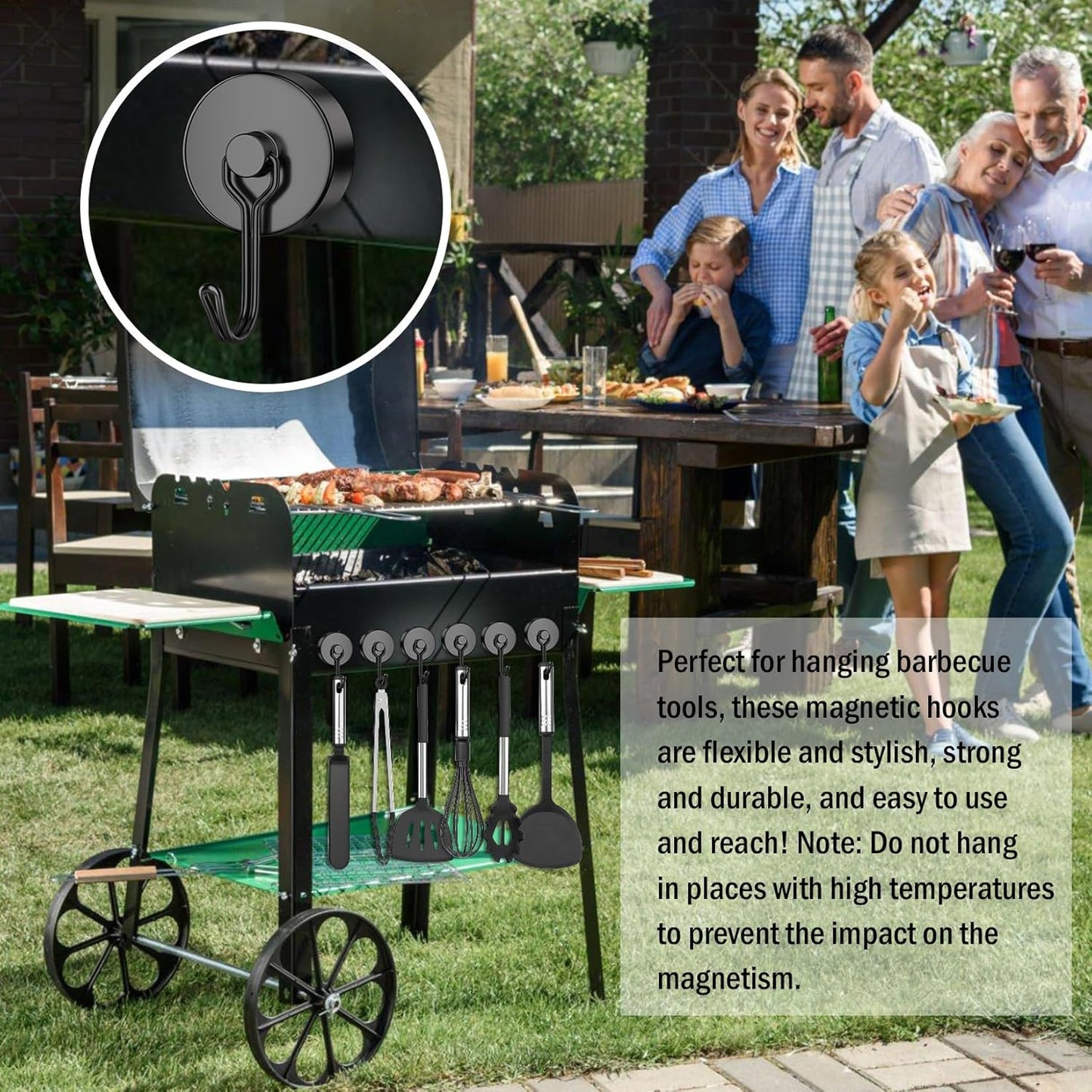 FINDMAG 100lbs+ Magnetic Hooks Heavy Duty, Extra Strong Magnetic Hooks for Cruise Cabins, Large Magnet Hooks for Refrigerator, Magnetic Hanger for Garage, Kitchen, Garden, Locker Accessories, 6 Pack