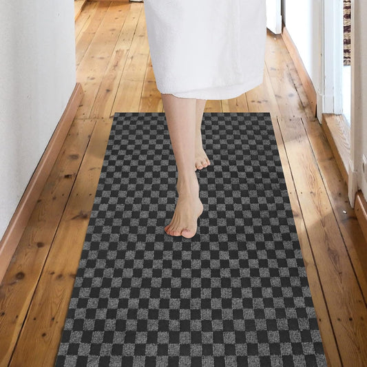 Custom Size Backed Non-Slip Area Rugs Runner, Easy Clean, Waterproof Runner Rugs for Hallway Entryway, Kitchen, Laundry, 3FT x 37FT, Gray Checkered
