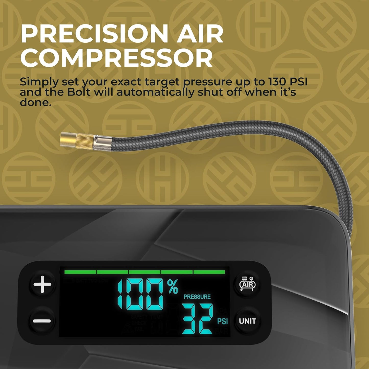 HALO Bolt Ultimate 3 Portable Car Battery Jump Starter | 130 PSI Air Compressor, 55.5Wh USB Power Bank, Large Display, Emergency Floodlight & Charger, Jumps Cars SUVs & Trucks, Inflates Tires — Black