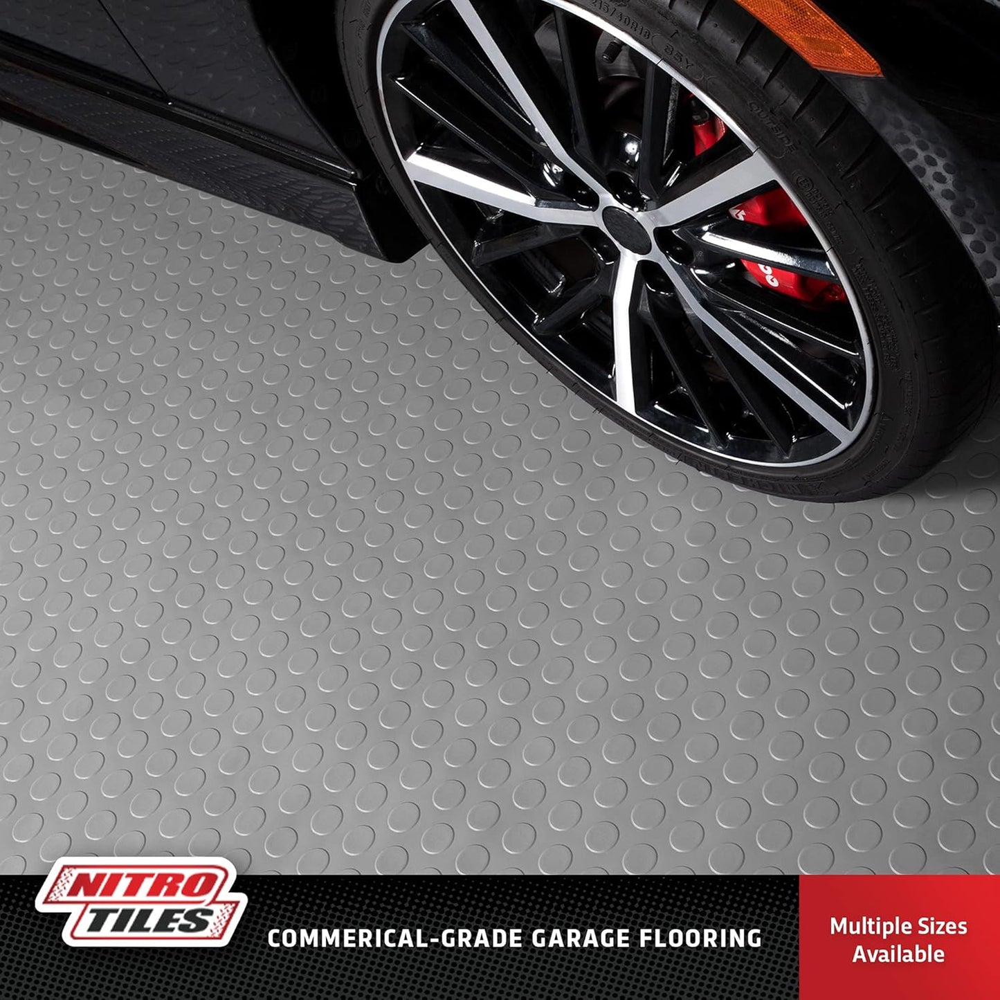 IncStores 2.5mm Thick Commercial-Grade Nitro Roll Garage Floor Mat | Flexible Vinyl Floor Mat for a Stronger and Safer Garage, Workshop, or Trailer | Coin-Top, Stainless Steel, 7.5' x 140'