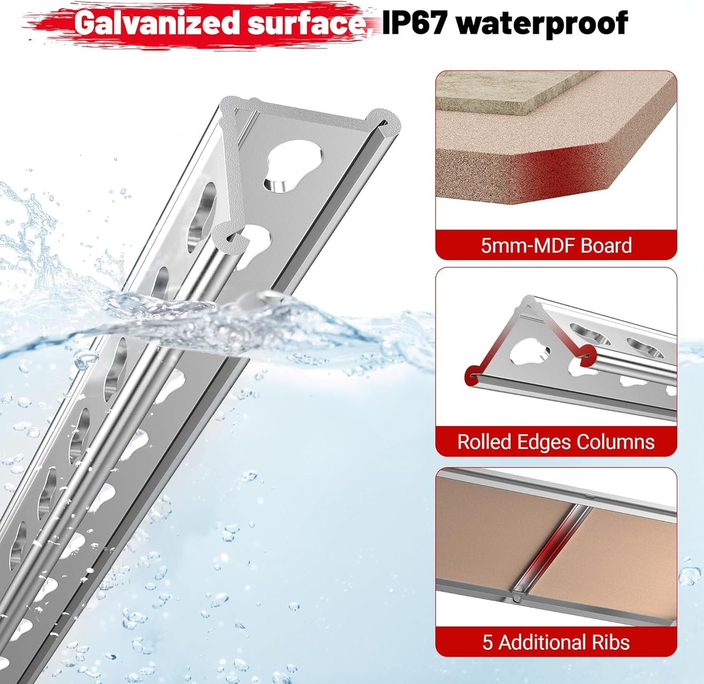 REIBII 2020LBS Garage Shelving Heavy Duty Metal Shelving 5 Tier Storage Shelves, Garage Shelves for Warehouse Basement, Easy Assembly, 72" H x 35.55" W x 16" D, Galvanized, 2 Pack