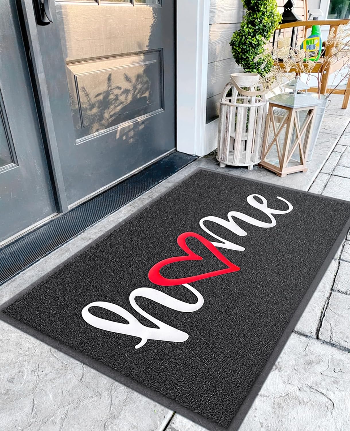 EARTHALL Door Mat Outside Inside Home Doormat, 48"x32", Durable Floor Mat Non Slip Mat Ultra Absorb Mud Easy Clean Front Doormat for Garage, Entryway, Patio, High Traffic Areas, Black