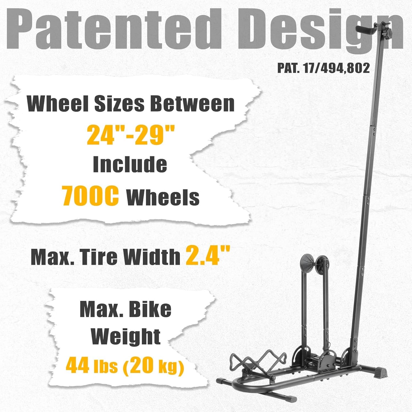 BIKE HAND Vertical Bike Floor Stand - Premium Quality Vertical & Horizontal Adjustable Bicycle Parking Rack - Store MTB Road Bikes Wheels Sizes up to 29"- with Stem Handlebar Stabilizer