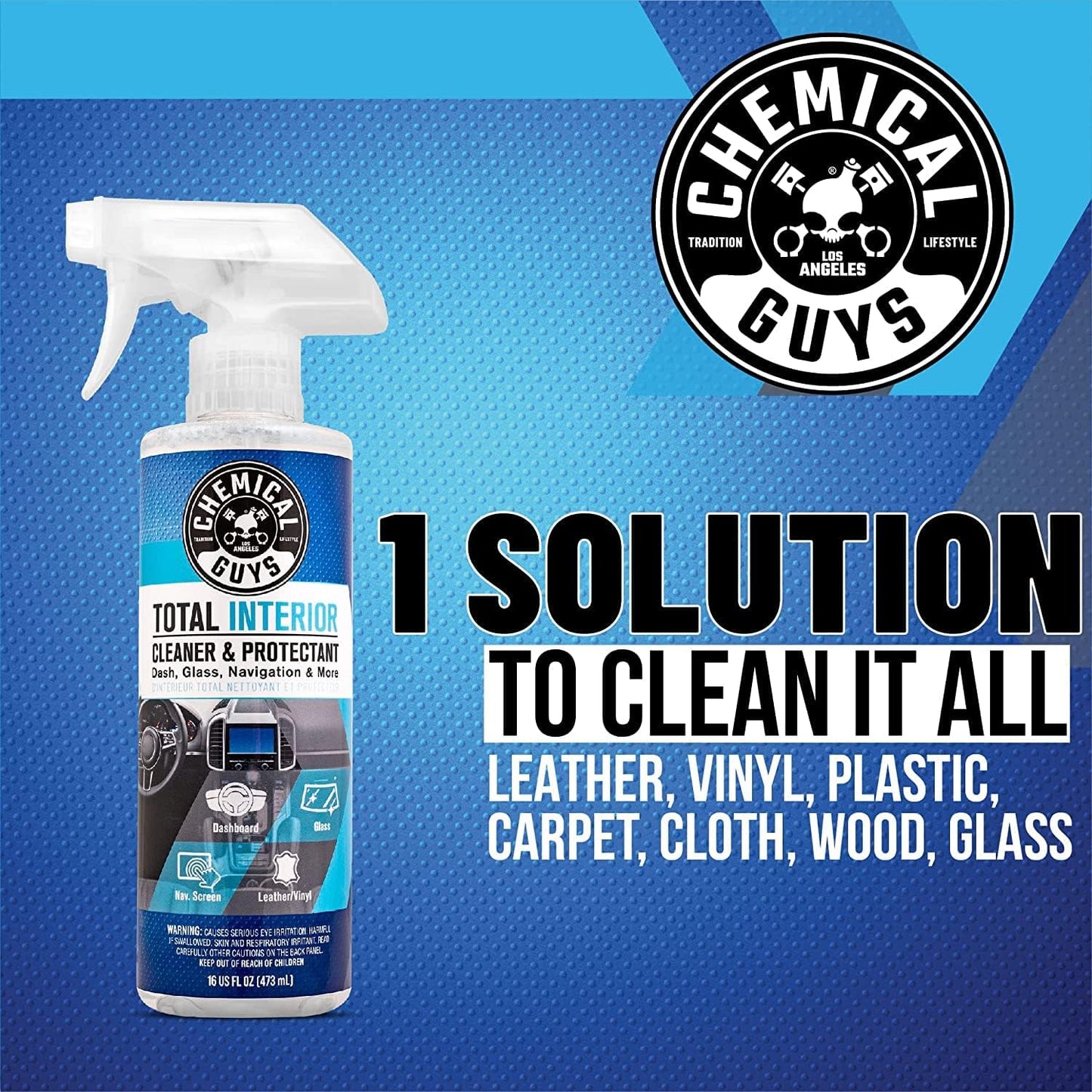 Chemical Guys Total Interior Cleaner & Protectant, Cleans & Protects Leather, Vinyl, Plastic, Rubber & Glass Streak-Free Finish for Cars, Trucks, SUVs, RVs & More - 128 oz