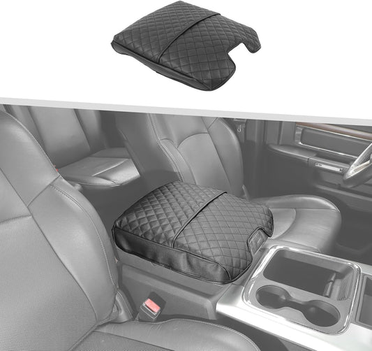 Jimen for Ram Armrest Cover, Car Center Console Cushion Pad Compatible with Dodge Ram 1500/2500/3500 2010-2017 (Black)