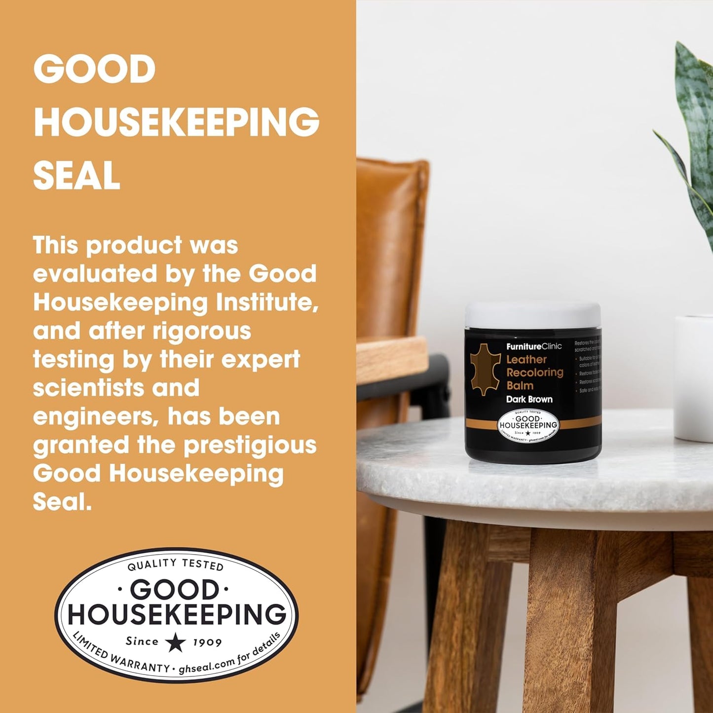 The Original Leather Recoloring Balm by Furniture Clinic - Medium Brown Leather Dye for Furniture, Couches & Car Seats - Restore Scratched, Faded, & Damaged Surfaces