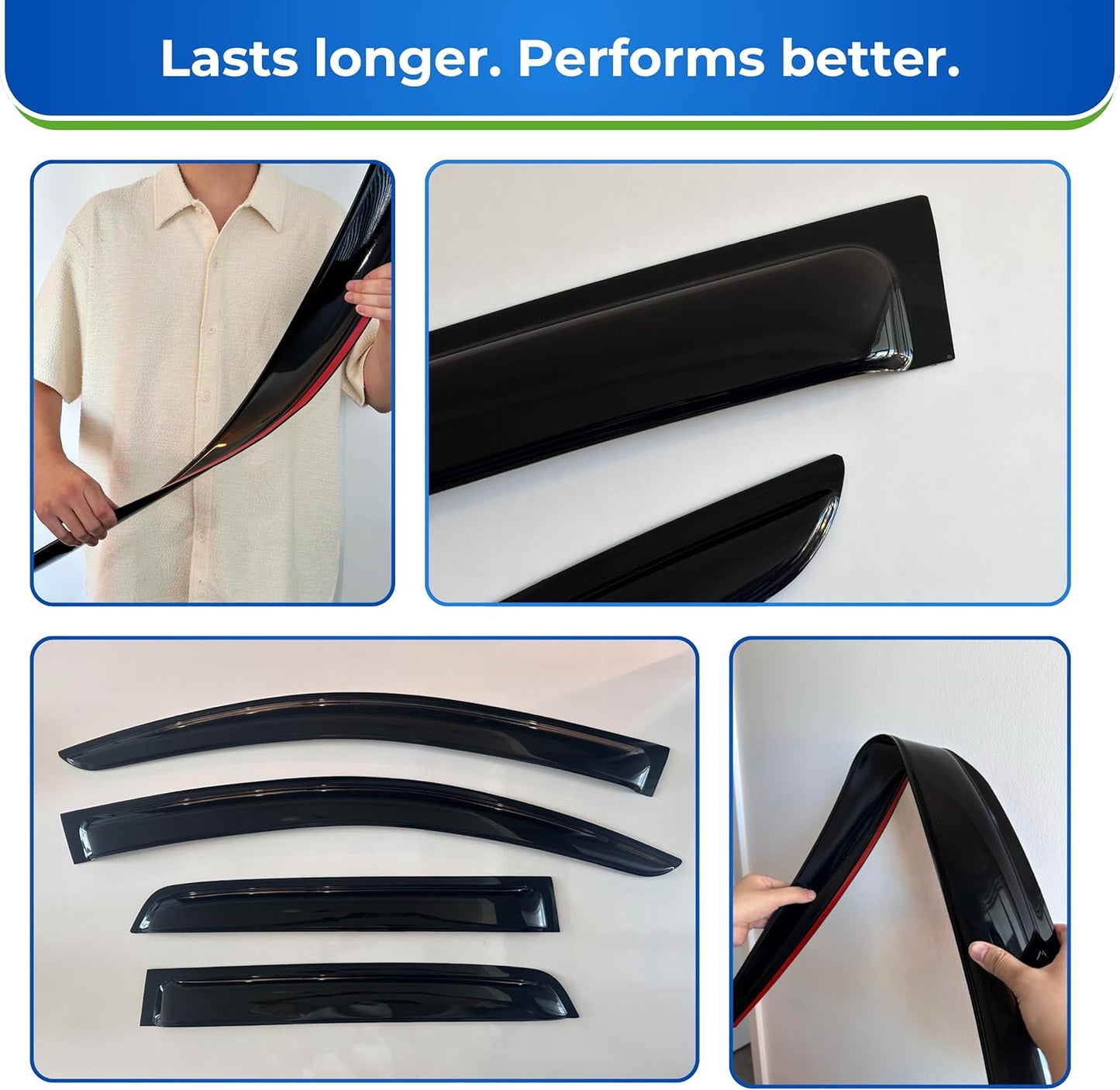 KPY Window Visors Compatible with Chevrolet Chevy Cobalt 2005-2010, 4PC Rain Guard Side Vent Deflectors Tape-On Style, 2005 2006 2007 2008 2009 2010