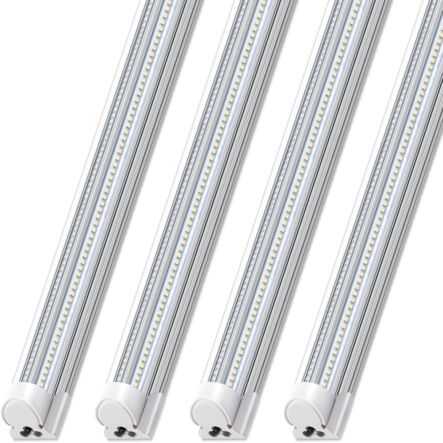 Barrina 8FT LED Shop Light Fixtures 100W, 15000LM 6500K Super Bright White, Linkable, with Clear Cover, V Shape LED Tube Lights, T8 LED Ceiling Lights for Garage, Workshop, ETL Listed, 4 Pack