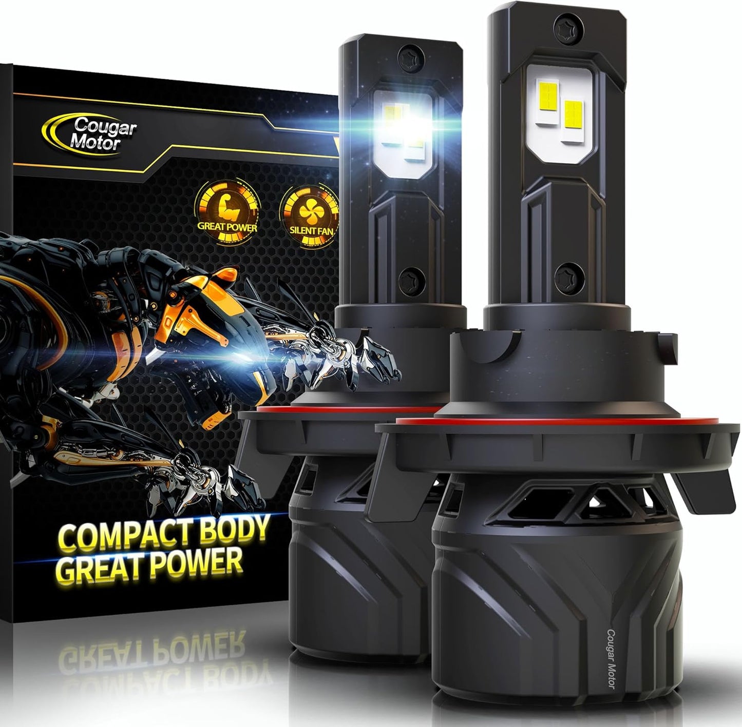 Cougar Motor H13 Bulbs, 9008 Fog Lights 6500K White Non-Polarity H13 Fog Bulb or Off-Road Use Plug and Play - Pack of 2