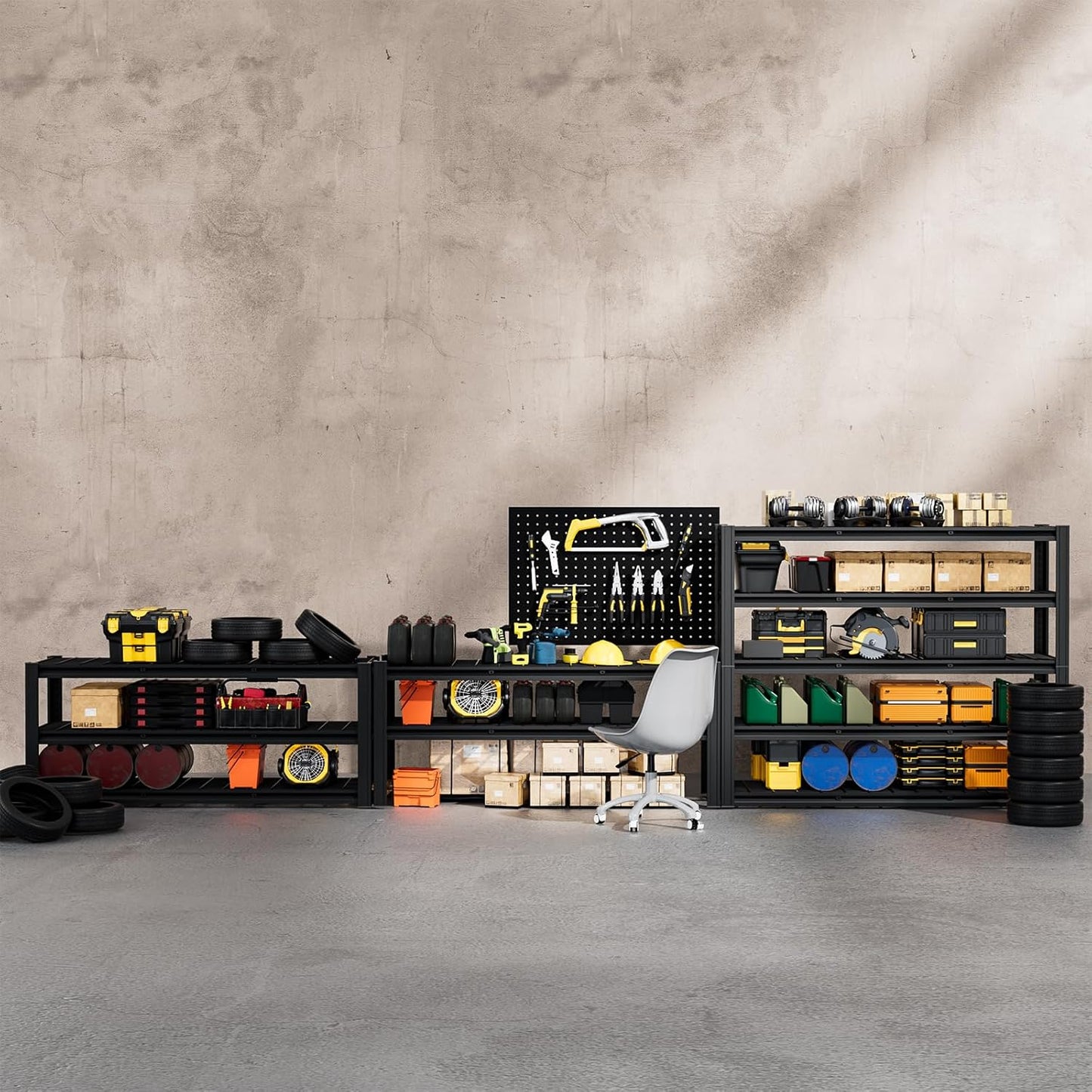 5-Tier 60" W x 20" D x 72" H Garage Shelving 30000LBS Heavy Duty Adjustable Storage Shelves Basement Industrial Shelving Units(Black)