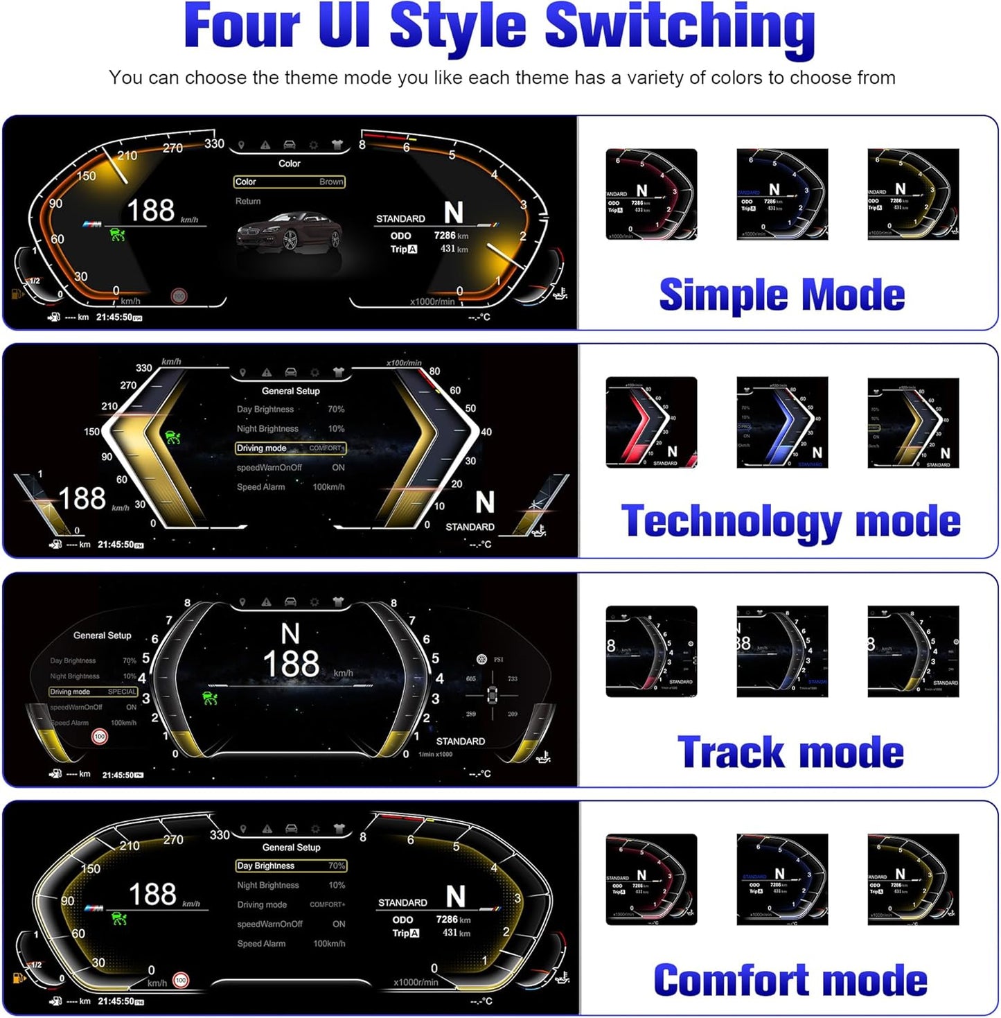 Speedometer Instrument for BMW F11 F18 2010-2017，12.3 inch Linux System Original Modern Car Odometer Information Head up Display Digital Cluster Electronic Gauge Dashboard Screen