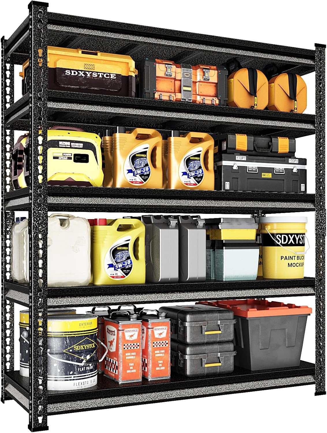 Garage Shelving Heavy Duty 3000LBS Loads, 48" W Adjustable Garage Storage Shelves, 5-Tier Metal Shelving Units and Storage, Industrial Utility Shelf, 48" Wx24 Dx78 H,Silver