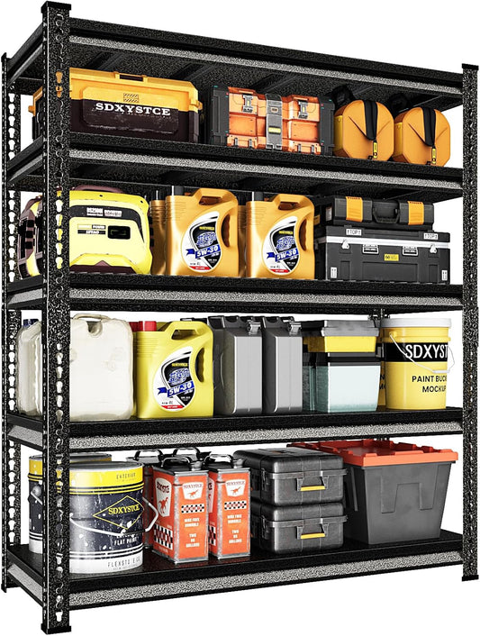 Garage Shelving Heavy Duty 3000LBS Loads, 48" W Adjustable Garage Storage Shelves, 5-Tier Metal Shelving Units and Storage, Industrial Utility Shelf, 48" Wx24 Dx78 H,Silver