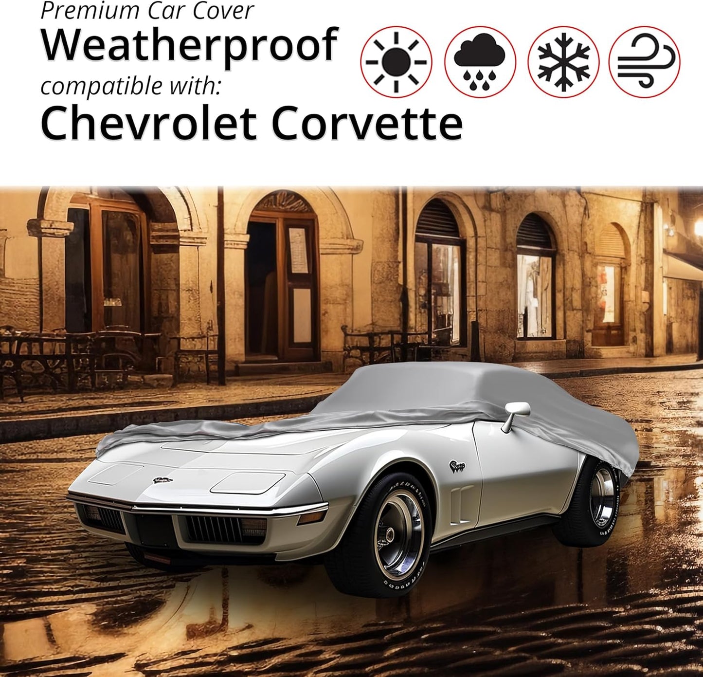 Car Covers Weatherproof Max Car Cover & Warranty Compatible with Chevrolet 1968-1982 Corvette Stingray- Outdoor Cover Theft Cable Lock Car Accessories Better Than Waterproof