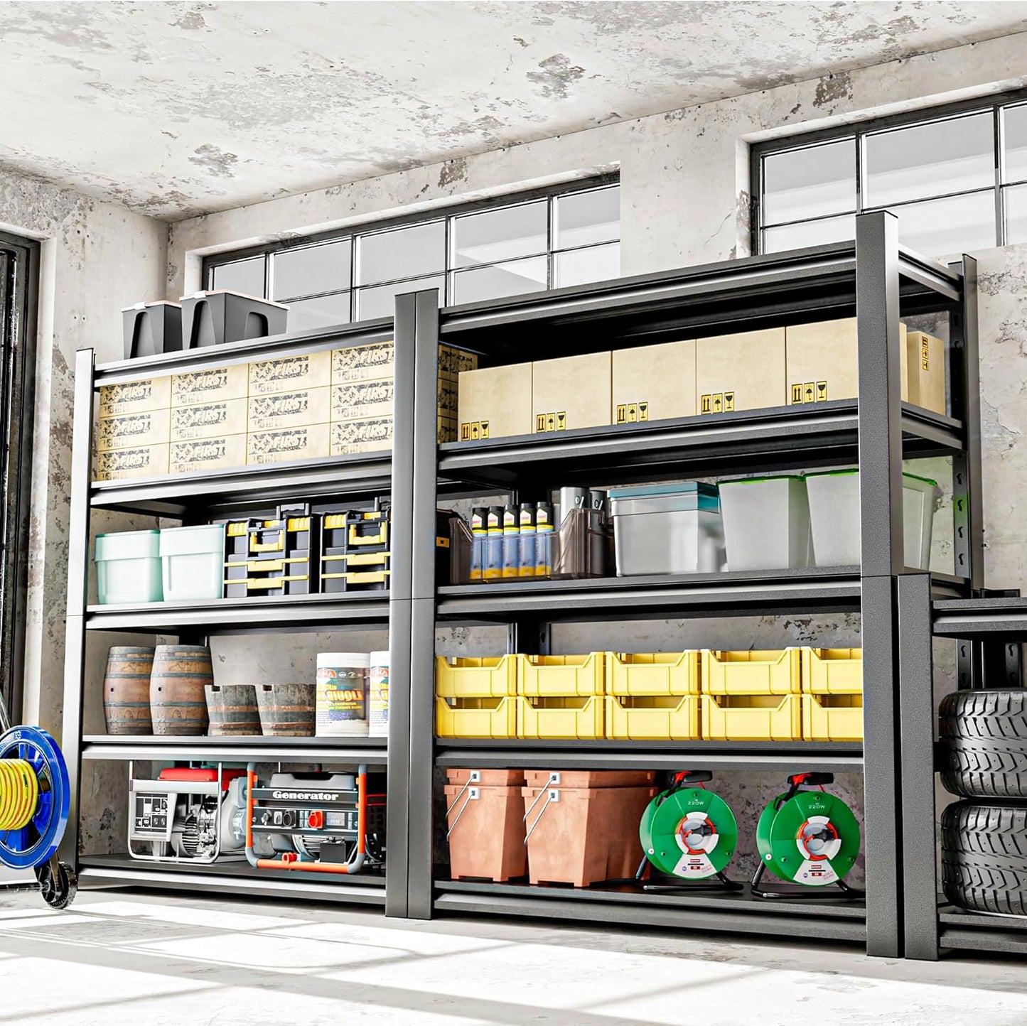 Garage Shelving Unit, Heavy Duty 5 Tier Storage Shelf, Industrial Utility Shelving, Durable Metal Shelf Organizer, Metal Garage Shelving Heavy Duty 18" D x40 W x78 H（2 Pieces）