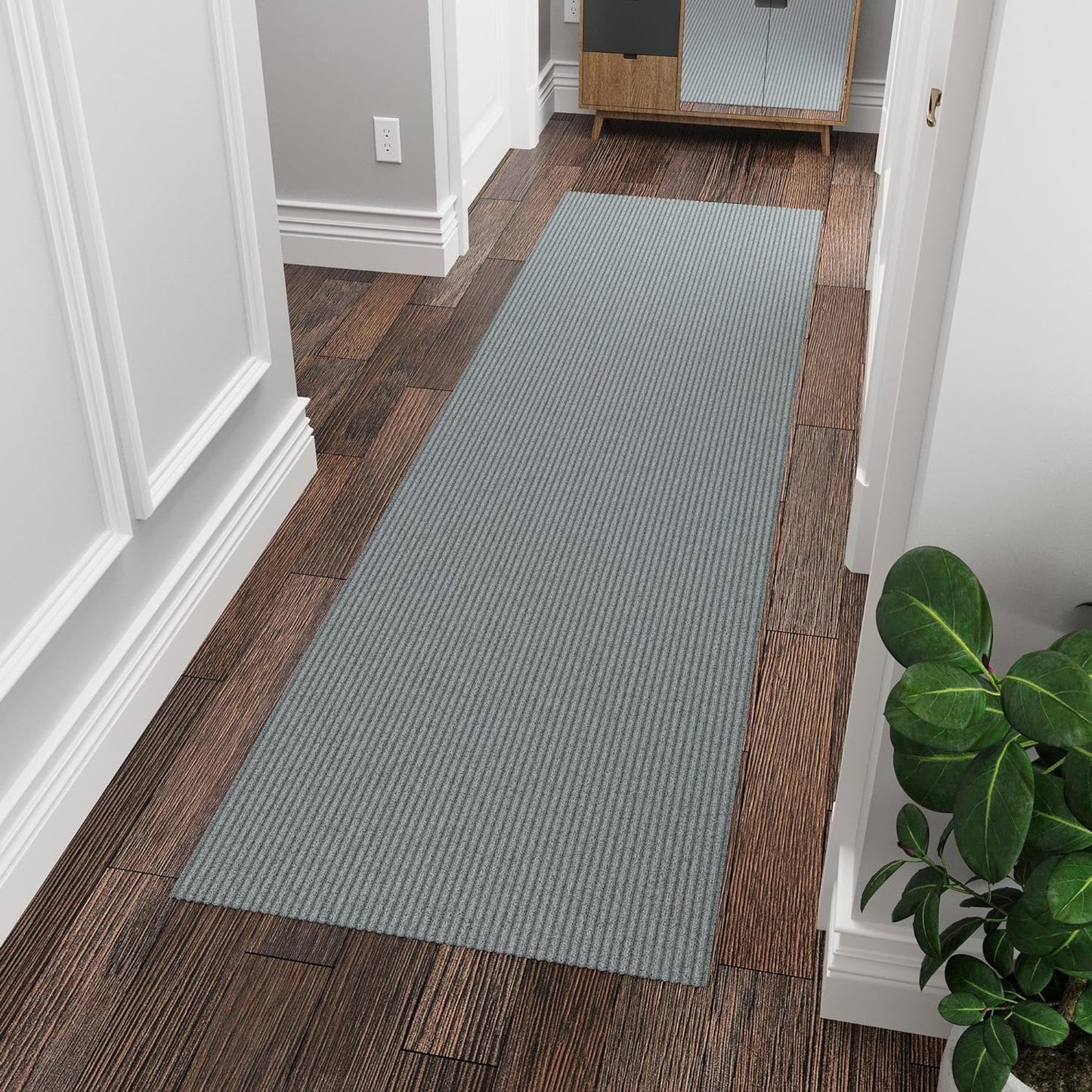 Ottomanson 2'7" x 6' Hallway Runner with Scraper Pile Extra Durable Non-Slip Rug Mat for Indoor & Outdoor Use - Ideal for Kitchen, Entryway, Patio & Garage - High-Traffic Carpet, Gray