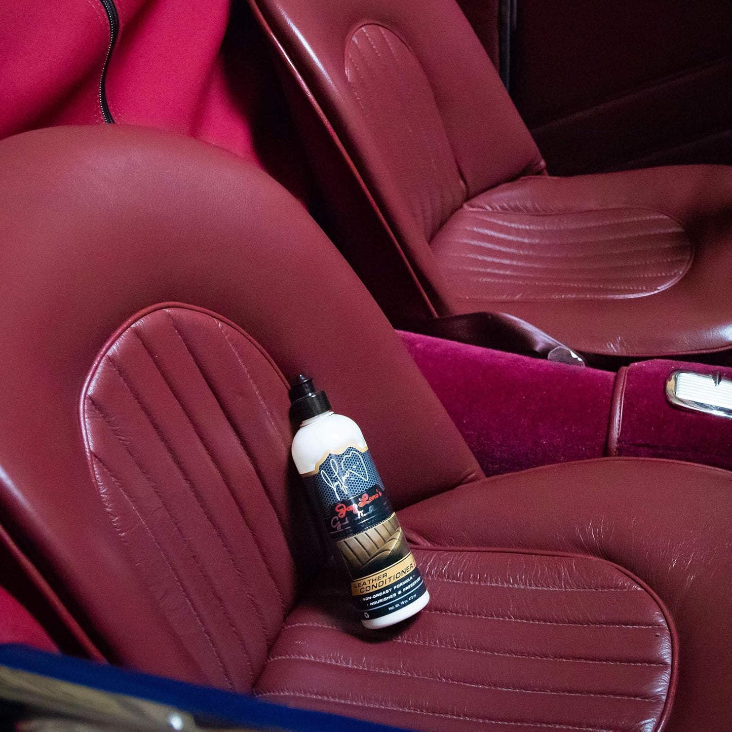 Jay Leno's Garage Leather Conditioner – 16 oz | Nourishes & Protects Car Leather | Lanolin & Beeswax Formula | Prevents Cracking & Fading | Non-Greasy Finish