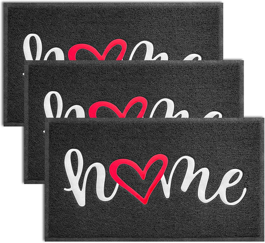 EARTHALL Door Mat 3-Pack Outside Inside Home Doormat 30"x17.5" Durable Floor Mat Non Slip Rug Ultra Absorb Mud Easy Clean Front Doormat for Garage, Entryway, Patio, High Traffic Areas, Black