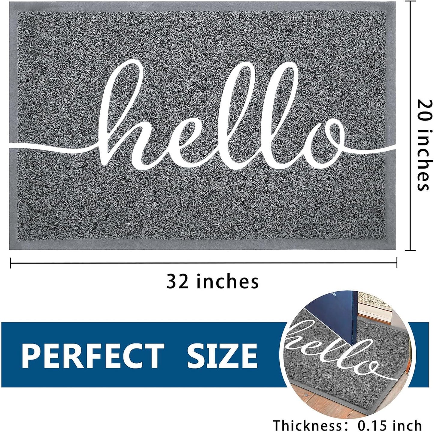 EARTHALL Funny Hello Mats Outdoor, Front Door Mat for Outside Entry, Doormat Outdor/Indoor Entrance, Front Door Rugs for Entryway Inside, Outside Mats for Home Entrance, Front Porch Decor 20"x32"