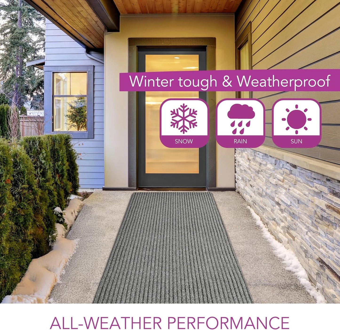 iCustomRug Spartan Weather Warrior Duty Indoor/Outdoor Utility Ribbed in 3ft,4ft,6ft Widths 70 Custom Sizes with Natural Non-Slip Rubber Backing 4'X8' in Grey
