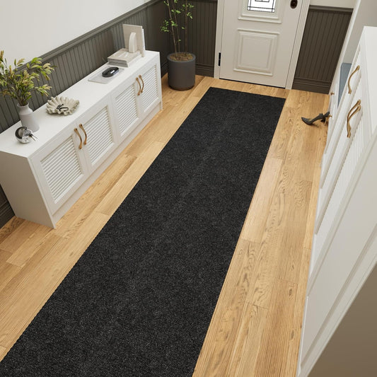 Ottomanson 2'7" x 37' Hallway Runner with Scraper Pile - Extra Durable Non-Slip Rug Mat for Indoor & Outdoor Use - Ideal for Kitchen, Entryway & Garage - High-Traffic Carpet, Black