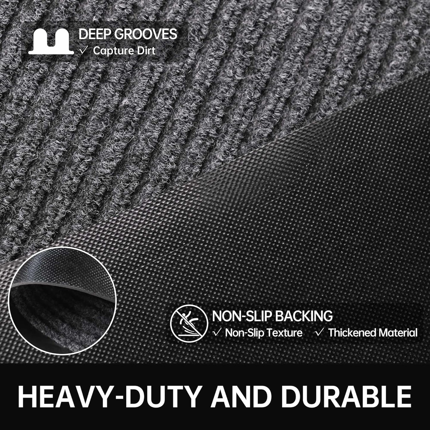 Front Door Mat, 4' x 6' Heavy Duty Indoor Outdoor Door Mat for Entryway, Commercial Door Mats Entrance, Low Profile Welcome Mats Non-Slip, Durable Rubber Backing Entry Mat for Patio, Home