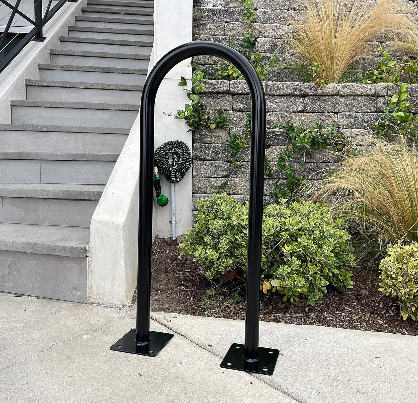 Sandbaggy Outside Bike Stand Floor - U Shaped & Commercial Standing Bike Rack - Premium Quality Galvanized Steel - Perfect Bicycle Floor Stand for Protection - Black, 14.5" x 34" - 1 Loop (20)